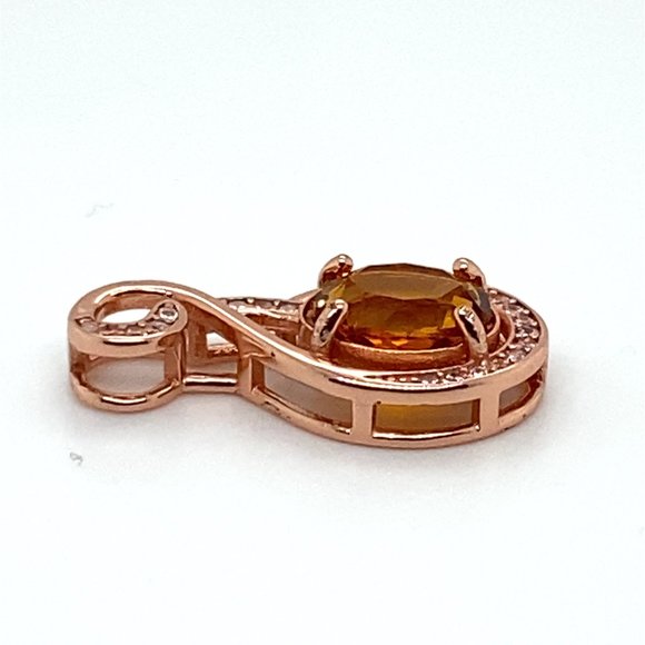Rare Orange Tourmaline 1.40ct Rose Gold Finish Solid 925 Sterling Silver Pendant - Picture 5 of 8